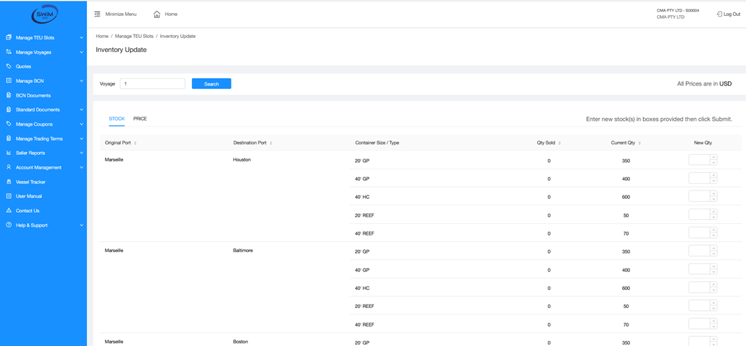 SWiM GDS Liners User Portal